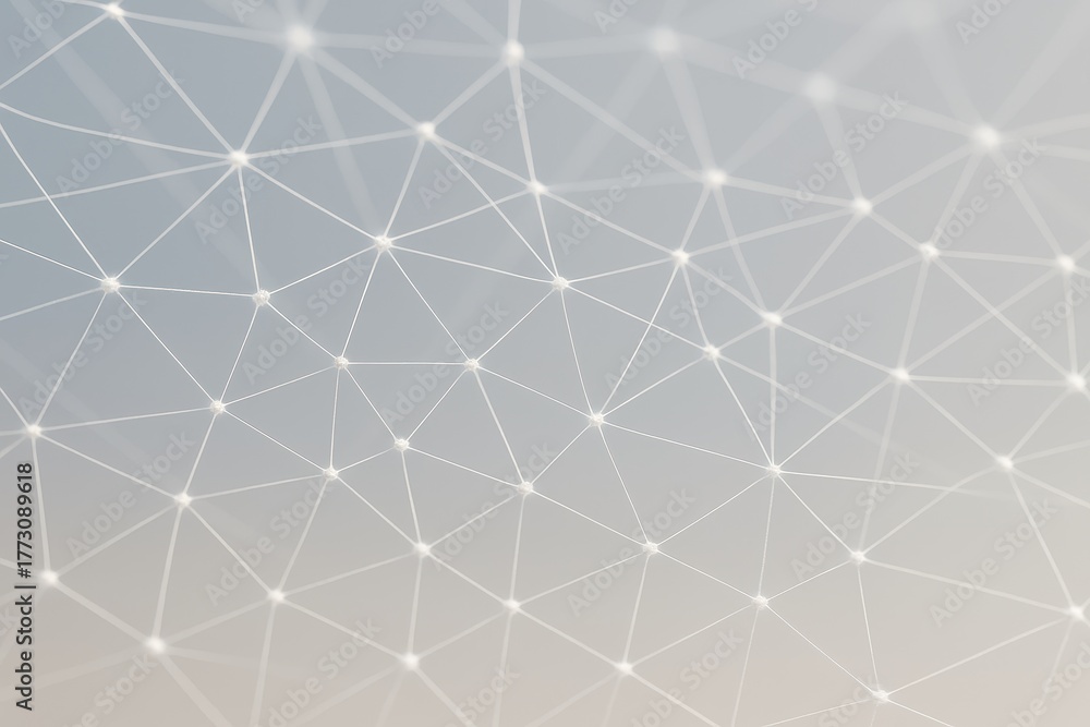 Fototapeta premium Abstract network of white threads forming links on soft gradient background clean tech