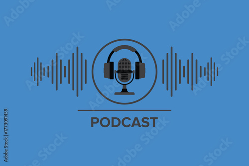 Podcast. Sound Audio Wave. Badge, icon, stamp, logo.	
