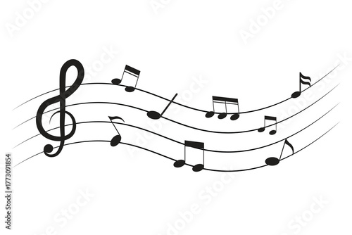 Treble Clef and Musical Notes Illustration