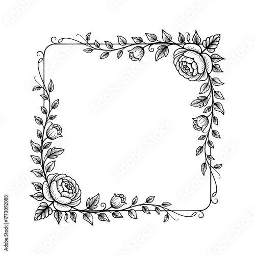 Elegant floral border frame for invitations cards