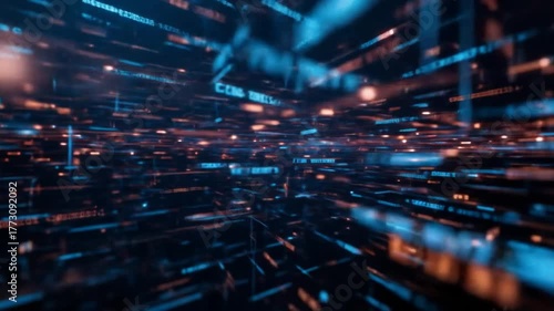 Abstract digital background with data flow. Program code that functions in cyberspace. 4k videos