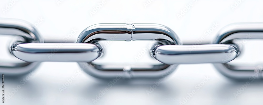 Fototapeta premium Chrome Chain Links Macro,strength ,connection