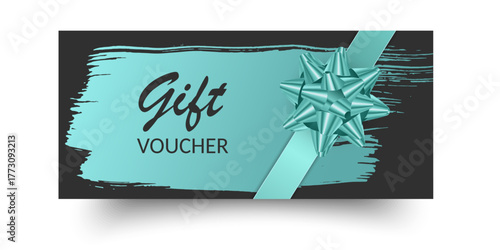 Vector set of luxury gift vouchers with ribbons and gift box. Elegant template for a festive gift card