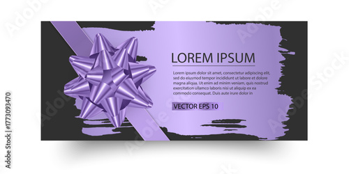 Vector set of luxury gift vouchers with ribbons and gift box. Elegant template for a festive gift card