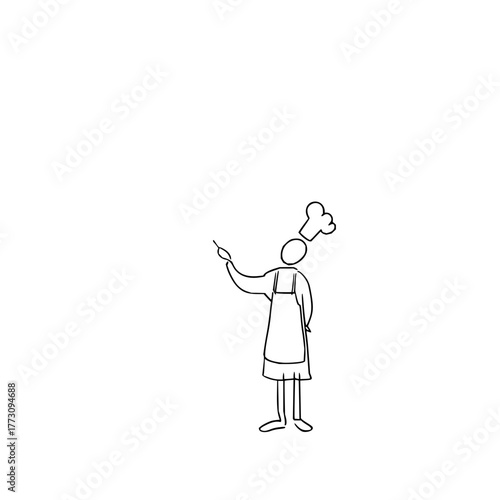 Chef illustration cooking food preparation culinary arts kitchen professional restaurant expert baker 100 char