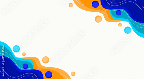 Vector background design with blue and orange waves and copy space