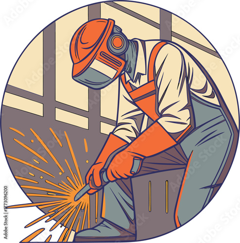 Welding Worker Vector Illustration