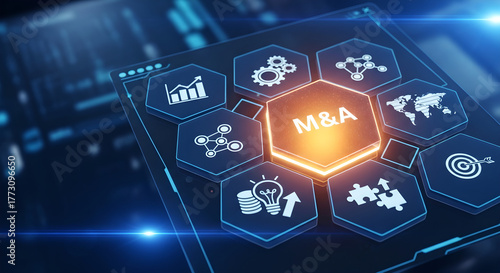Mergers Acquisitions M&A Digital Screen Business Technology Copy Space