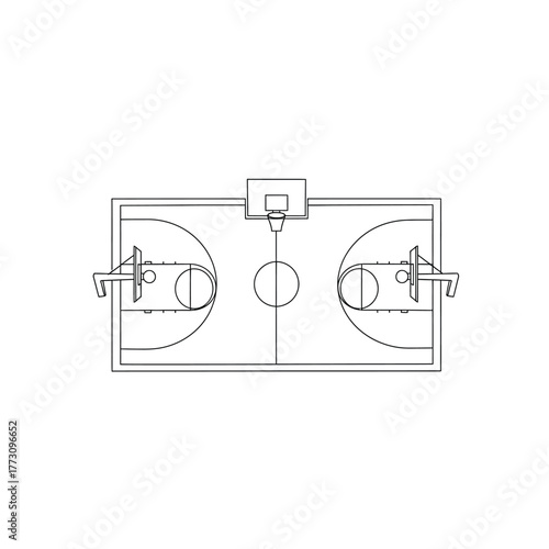 Basketball court outline silhouette