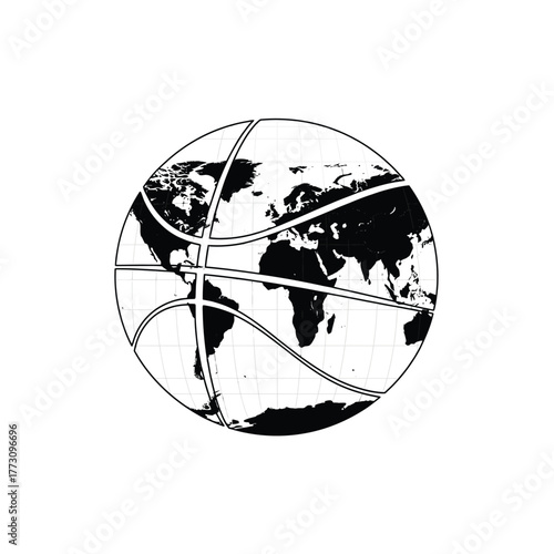 Basketball globe silhouette