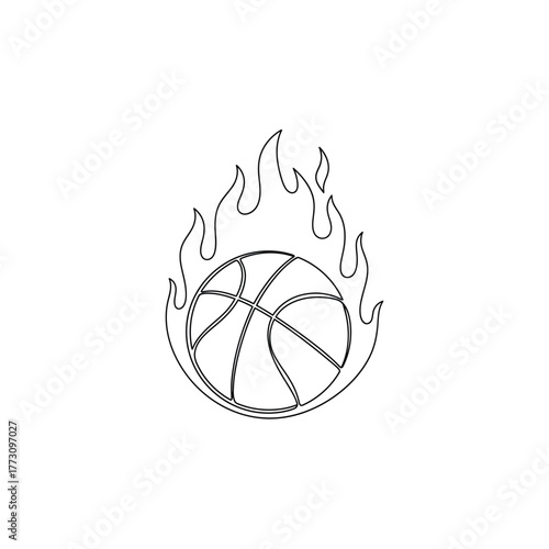 Basketball on fire silhouette