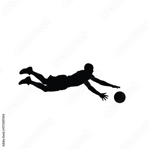 Basketball player diving for the ball silhouette