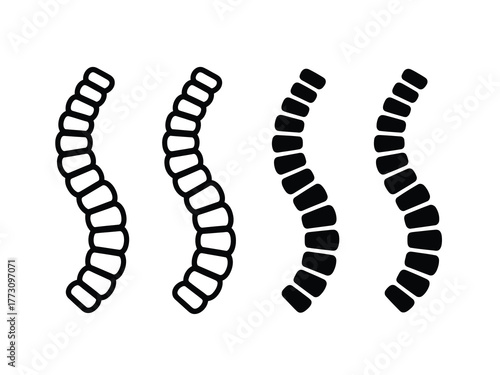Abstract Human Spine or Worm-like Segmented Icon Set for Healthcare and Flexibility