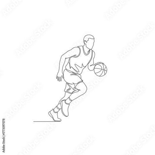 Basketball player dribbling ball silhouette