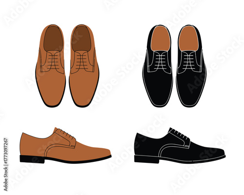 Men's Classic Oxford Dress Shoes Illustration - Brown and Black Pairs
