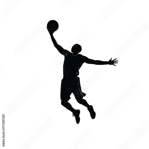 Basketball player dunking silhouette