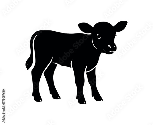 wild calf flat black solid vector illustration isolated on white background