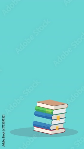 Stack of books. Pile of books animation.