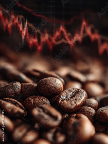 Wallpaper Mural Coffee beans with stock market graph in background: economic trends and coffee industry Torontodigital.ca
