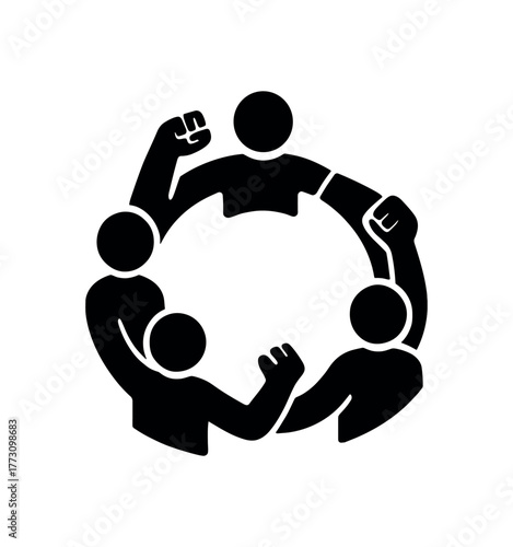 collective action ring flat black solid vector illustration isolated on white background