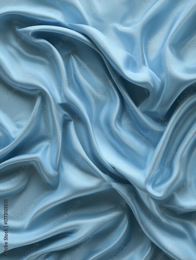 Obraz premium Draped light blue silk fabric background texture