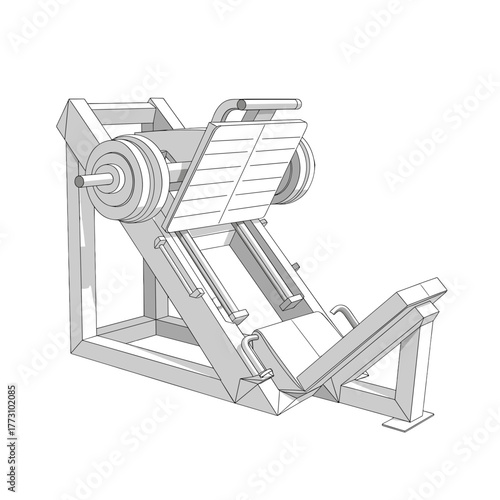 Vector illustration of leg press machine, weightlifting equipment on transparent background
