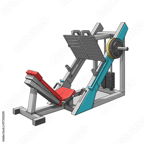 Leg press machine vector illustration for gym or fitness on transparent background