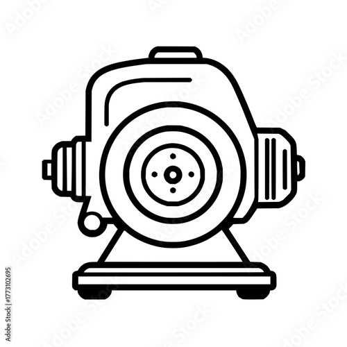 Illustration of a black outline engine with a circular center and a sturdy base design element image