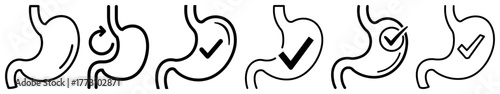 Stomach Health and Digestion System Line Icon Vector Set