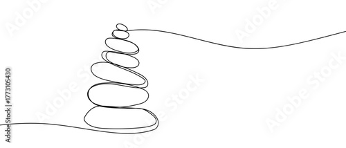 Stones are stacked in layers, forming a continuous line. outline isolated vector illustration Editable stroke.