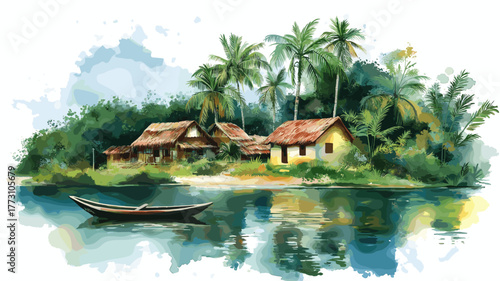 Amazon rainforest. Amazon rainforest hand drawn watercolor illustration