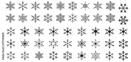 Elegant snowflakes collection for winter designs, seasonal patterns, festive decorations, and holiday greetings bring a touch of winter magic to your project