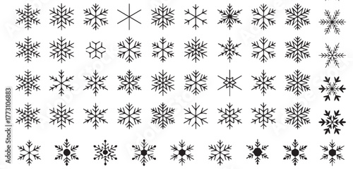 Elegant snowflakes collection for winter holidays and festive designs, create charming winter patterns with these delightful snowflake elements