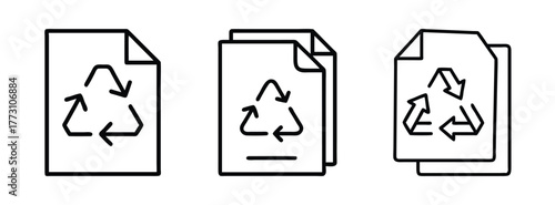 Recycle paper document icon vector illustration for environmental sustainability campaign design