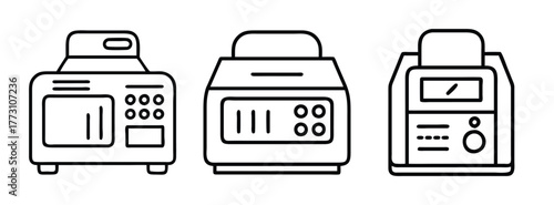 Outline vector illustration of medical equipment devices for healthcare and laboratory use designs