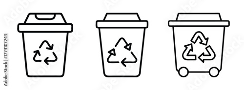 Recycle bin vector illustration set for waste management and environmental conservation design