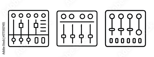 Audio mixing console sound mixer dj mixer music production studio equipment vector illustration