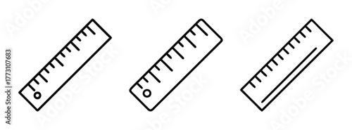 Measuring ruler illustration set: vector graphic of straight edge tool for school and office use