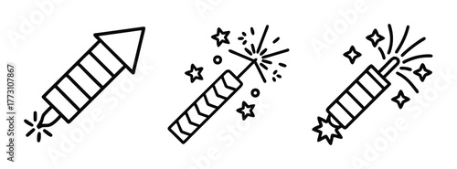 Fireworks doodle vector illustration for new year celebration, party, and festive designs element