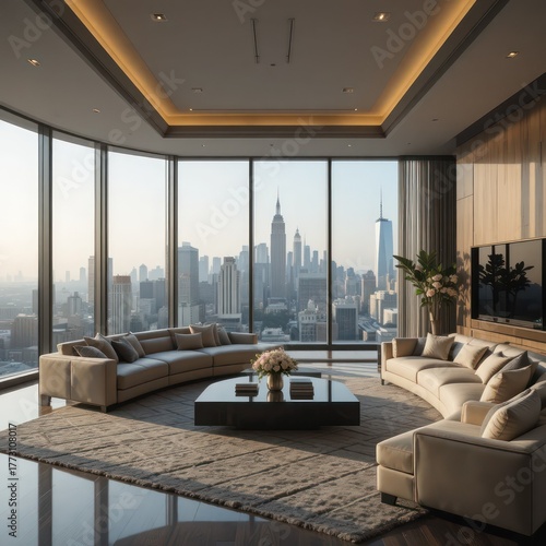 
Elegant Living Room Interior With Sofa Furniture And Bright Natural Lighting