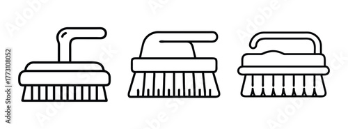 Cleaning brush set vector illustration for household cleaning tools and equipment design element 
