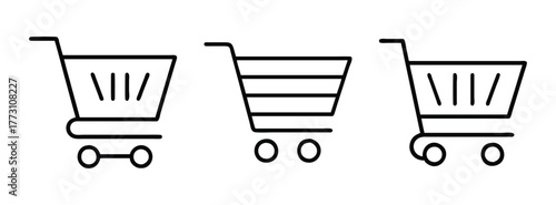 Shopping cart icon set vector illustration for online store e commerce retail business design