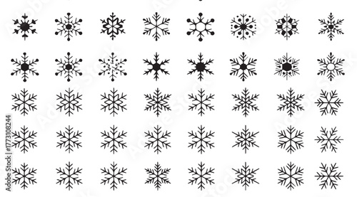 Elegant collection of unique snowflake shapes and designs, perfect for adding a festive winter touch to your creative projects and holiday designs