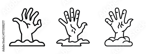 Halloween zombie hand rising from ground vector illustration spooky scary undead monster hands drawing