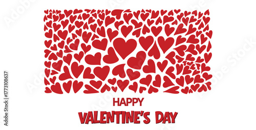 Red Heart Pattern Background, Love and Valentines Day Design. Romantic red background filled with glowing hearts. Ideal for Valentines Day, wedding invitations, greeting cards, banners, posters