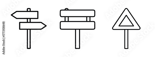 Vector illustration of road signs direction signs and warning signs for traffic safety design