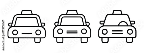 Taxi cab vector illustration set for transportation services and urban mobility design elements