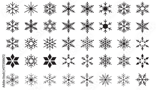 Elegant collection of delicate snowflake designs for winter holiday projects and festive seasonal decorations, perfect for invitations and crafts