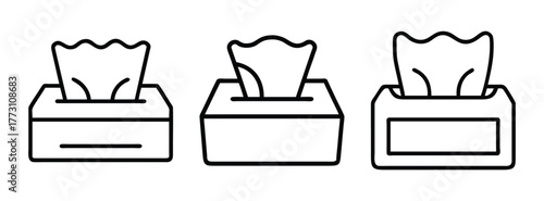 Tissue box vector icon set, facial tissue dispenser illustration, paper towel holder design concept