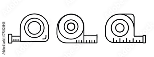 Outline measuring tape vector illustration for diy projects home improvement and construction work